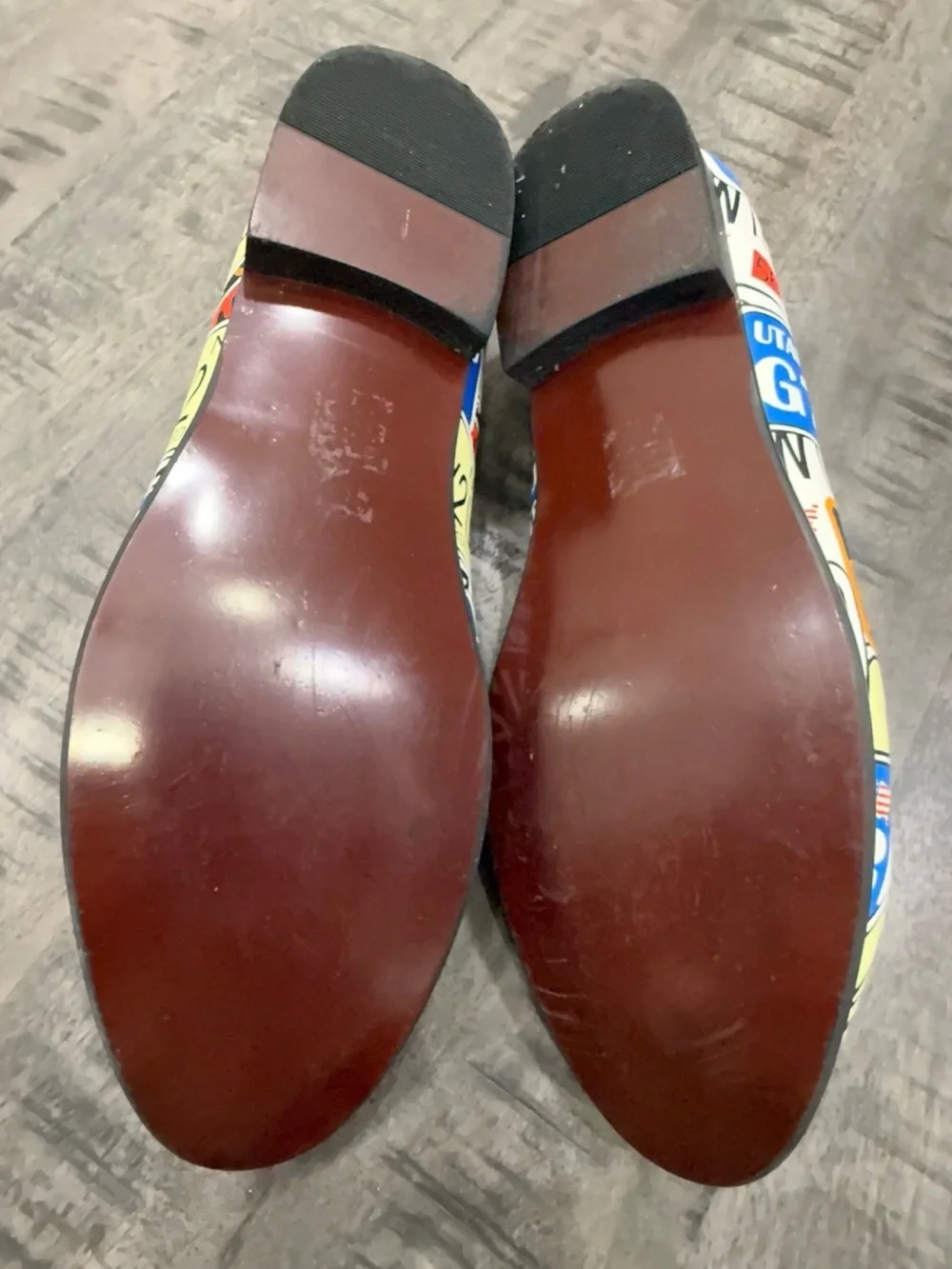 VINTAGE/CANVAS/Men's Slip-On Loafers in Multi License-Plate Print - Unbranded
